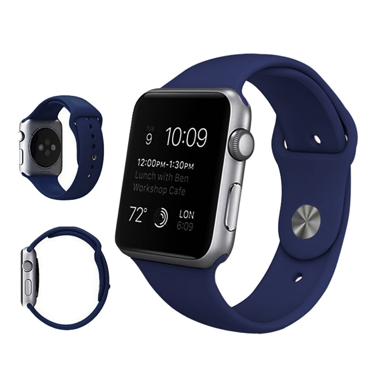 For Apple Watch Ultra 49mm & Watch Ultra 2 49mm / Series 9&8&7 45mm / SE 3&SE 2&6&SE&5&4 44mm / 3&2&1 42mm 3 in 1 Rubber Watch Band with Pin Buckle(Dark Blue) - Watch Bands by buy2fix | Online Shopping UK | buy2fix