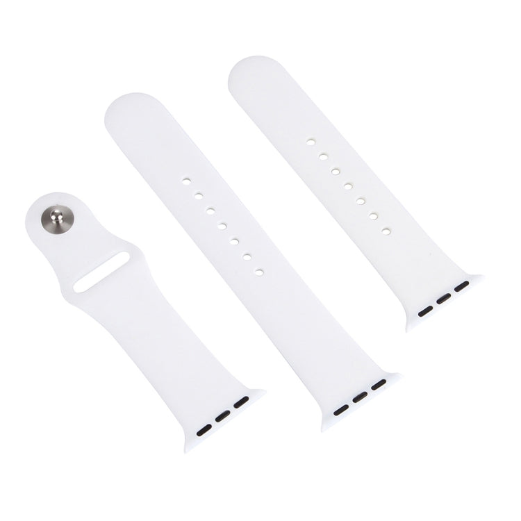 For Apple Watch Ultra 49mm & Watch Ultra 2 49mm / Series 9&8&7 45mm / SE 3&SE 2&6&SE&5&4 44mm / 3&2&1 42mm 3 in 1 Rubber Watch Band with Pin Buckle(White) - Watch Bands by buy2fix | Online Shopping UK | buy2fix