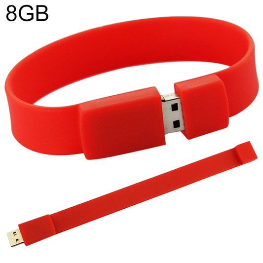 8GB Silicon Bracelets USB 2.0 Flash Disk(Red) - USB Flash Drives by buy2fix | Online Shopping UK | buy2fix