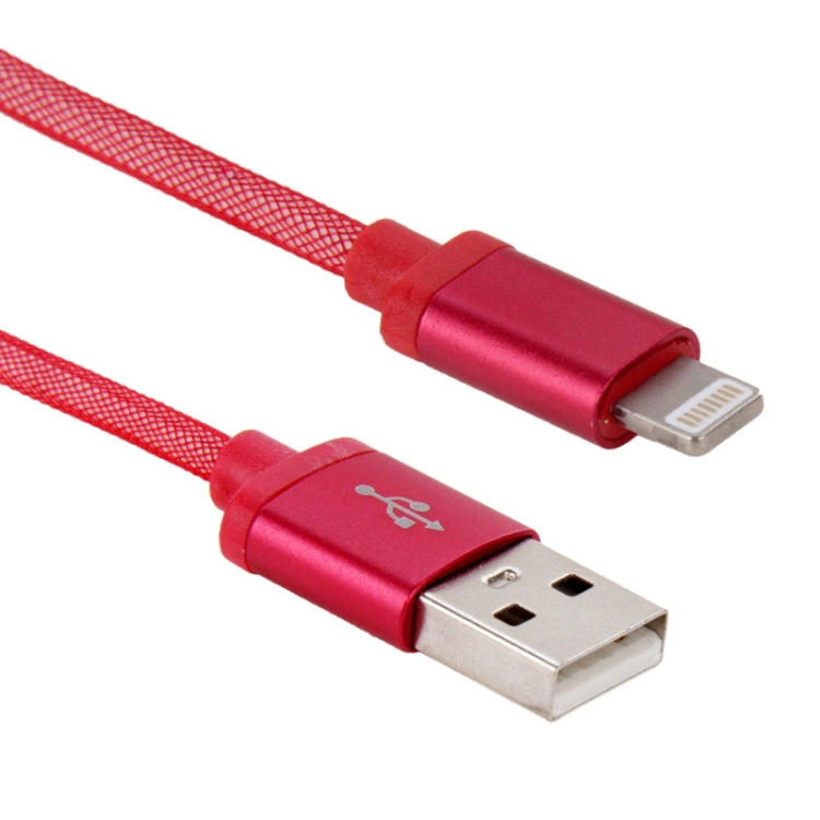 Net Style Metal Head USB to 8 Pin Data / Charger Cable, Cable Length: 25cm(Red) - Normal Style Cable by buy2fix | Online Shopping UK | buy2fix