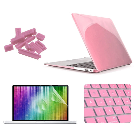 ENKAY for MacBook Air 11.6 inch (US Version) / A1370 / A1465 4 in 1 Crystal Hard Shell Plastic Protective Case with Screen Protector & Keyboard Guard & Anti-dust Plugs(Pink) - MacBook Air Cases by ENKAY | Online Shopping UK | buy2fix