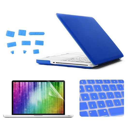 ENKAY for MacBook Pro 13.3 inch (US Version) / A1278 4 in 1 Frosted Hard Shell Plastic Protective Case with Screen Protector & Keyboard Guard & Anti-dust Plugs(Dark Blue) - MacBook Pro Cases by ENKAY | Online Shopping UK | buy2fix