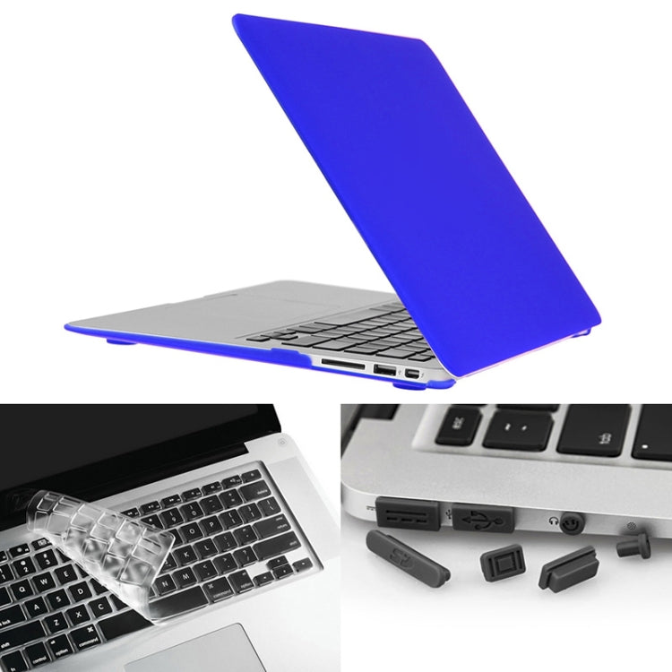 ENKAY for Macbook Air 13.3 inch (US Version) / A1369 / A1466 Hat-Prince 3 in 1 Frosted Hard Shell Plastic Protective Case with Keyboard Guard & Port Dust Plug(Dark Blue) - MacBook Air Cases by ENKAY | Online Shopping UK | buy2fix