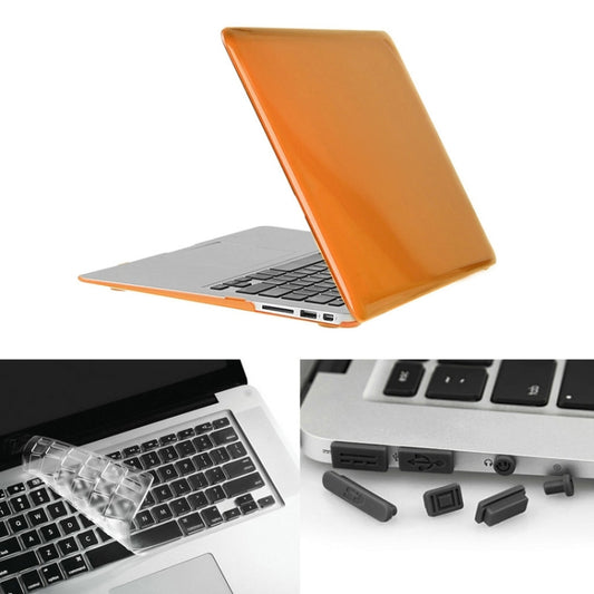 ENKAY for Macbook Air 11.6 inch (US Version) / A1370 / A1465 Hat-Prince 3 in 1 Crystal Hard Shell Plastic Protective Case with Keyboard Guard & Port Dust Plug(Orange) - MacBook Air Cases by ENKAY | Online Shopping UK | buy2fix