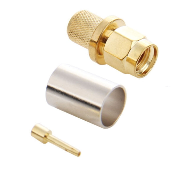 10 PCS LMR300 5D-FB Gold Plated RP-SMA Male Plug Pin Crimp RF Connector Adapter - Connectors by buy2fix | Online Shopping UK | buy2fix