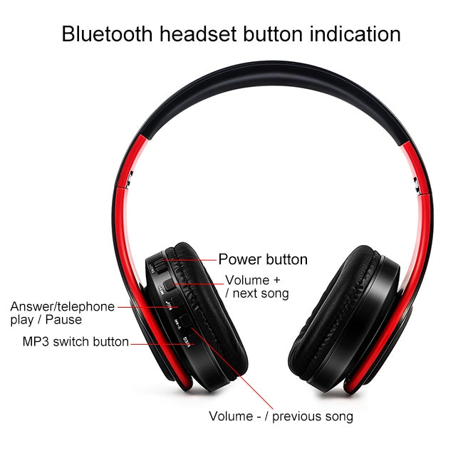 LPT660 Wireless Folding Sports Stereo Music Bluetooth Phones Earphones Support TF Card (Red) - Headset & Headphone by buy2fix | Online Shopping UK | buy2fix