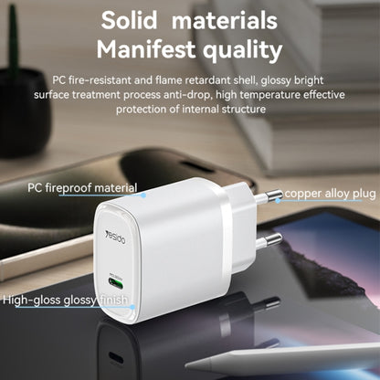 Yesido YC57 PD 20W USB-C / Type-C Single Port Quick Charger, EU Plug (White) - USB Charger by Yesido | Online Shopping UK | buy2fix