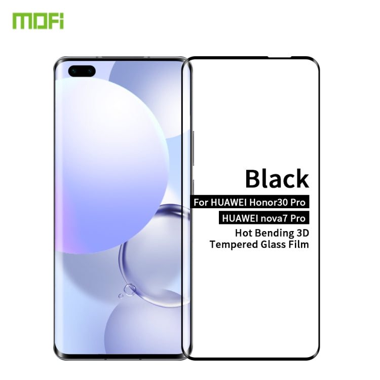 For Huawei Nova 7 Pro /Honor 30 Pro MOFI 9H 3D Explosion Proof Thermal Bending Full Screen Covered Tempered Glass Film(Black) - Huawei Tempered Glass by MOFI | Online Shopping UK | buy2fix