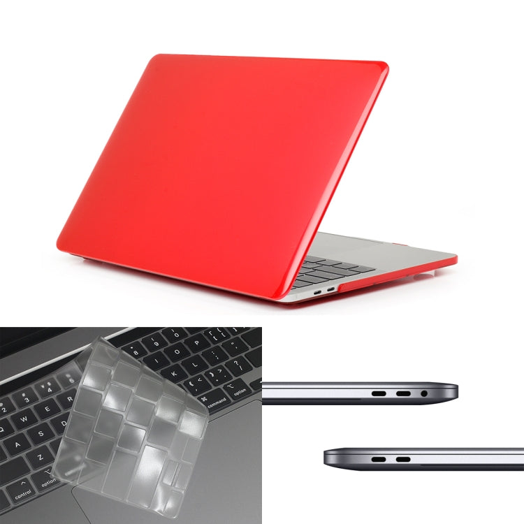 ENKAY Hat-Prince 3 in 1 For MacBook Pro 13 inch A2289 / A2251 (2020) Crystal Hard Shell Protective Case + Europe Version Ultra-thin TPU Keyboard Protector Cover + Anti-dust Plugs Set(Red) - MacBook Pro Cases by ENKAY | Online Shopping UK | buy2fix