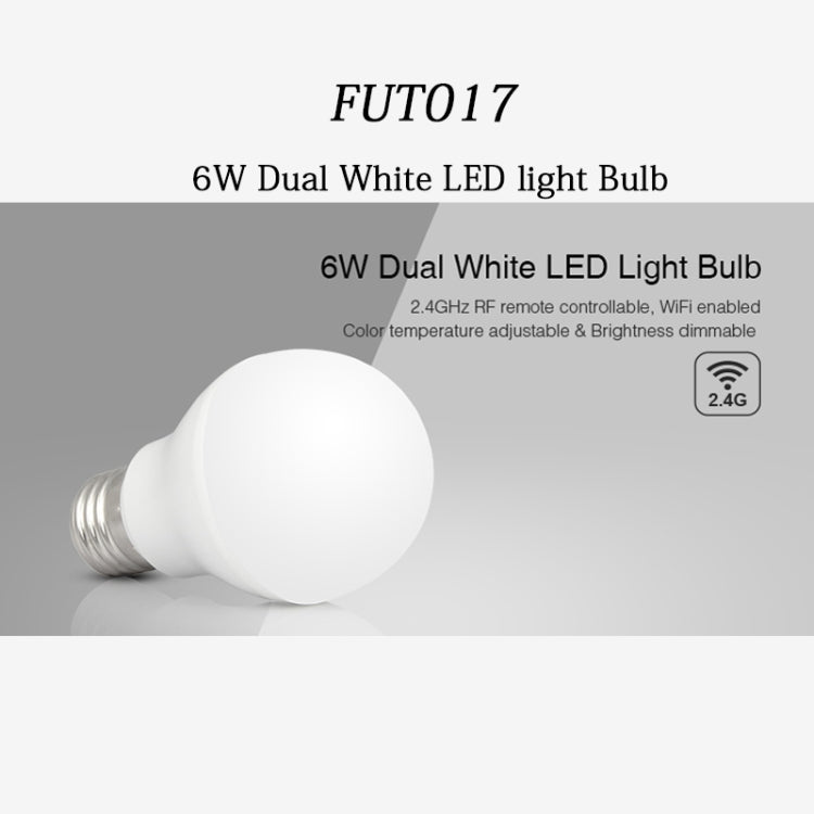 FUT017 6W Dual White LED Bulb 2.4GHZ RF Controllable Wifi Enabled CCT Adjustable Brightness Dimmable - Smart Light Bulbs by buy2fix | Online Shopping UK | buy2fix