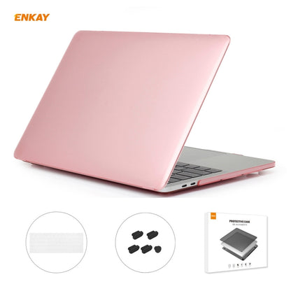 ENKAY 3 in 1 Crystal Laptop Protective Case + EU Version TPU Keyboard Film + Anti-dust Plugs Set for MacBook Pro 13.3 inch A1708 (without Touch Bar)(Pink) - MacBook Pro Cases by ENKAY | Online Shopping UK | buy2fix