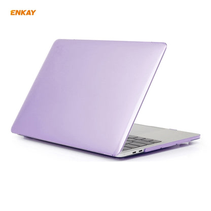 ENKAY 3 in 1 Crystal Laptop Protective Case + US Version TPU Keyboard Film + Anti-dust Plugs Set for MacBook Pro 13.3 inch A1706 / A1989 / A2159 (with Touch Bar)(Purple) - MacBook Pro Cases by ENKAY | Online Shopping UK | buy2fix