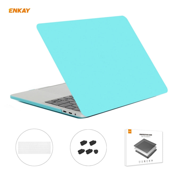 ENKAY 3 in 1 Matte Laptop Protective Case + EU Version TPU Keyboard Film + Anti-dust Plugs Set for MacBook Pro 13.3 inch A1708 (without Touch Bar)(Cyan) - MacBook Pro Cases by ENKAY | Online Shopping UK | buy2fix