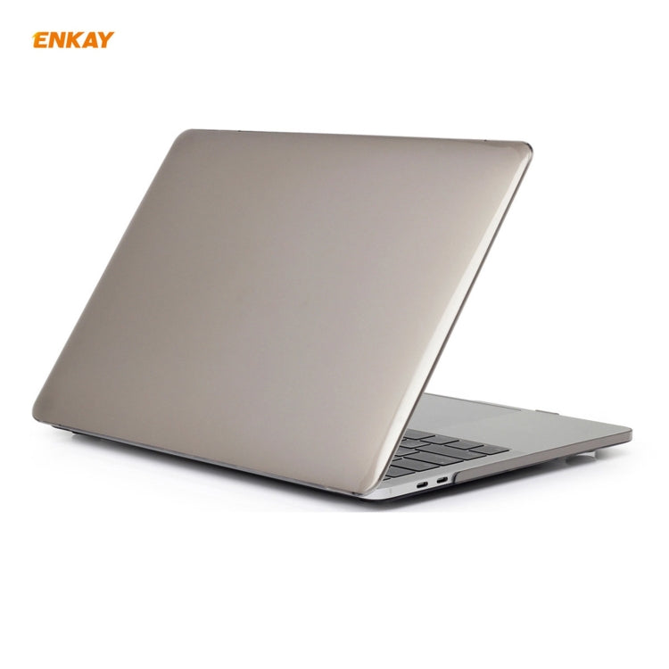 ENKAY 3 in 1  Crystal Laptop Protective Case + EU Version TPU Keyboard Film + Anti-dust Plugs Set for MacBook Pro 15.4 inch A1707 & A1990 (with Touch Bar)(Grey) - MacBook Pro Cases by ENKAY | Online Shopping UK | buy2fix