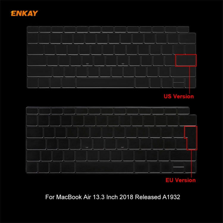 For MacBook Air 13.3 inch A1932 2018 ENKAY 3 in 1 Crystal Laptop Protective Case and EU Version TPU Keyboard Film and Anti-dust Plugs Set(Purple) - MacBook Air Cases by ENKAY | Online Shopping UK | buy2fix