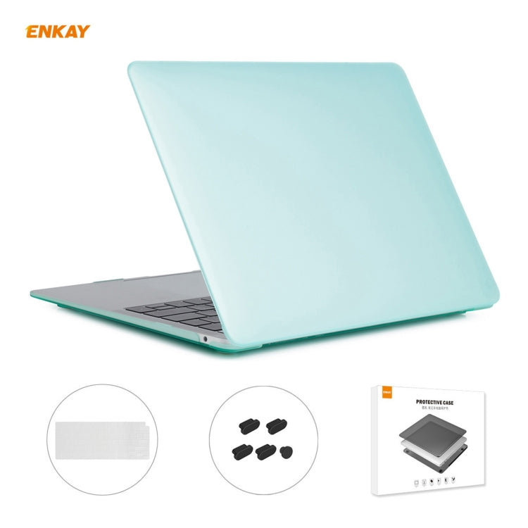 ENKAY 3 in 1 Matte Laptop Protective Case + EU Version TPU Keyboard Film + Anti-dust Plugs Set for MacBook Air 13.3 inch A2179 & A2337 (2020)(Green) - MacBook Pro Cases by ENKAY | Online Shopping UK | buy2fix