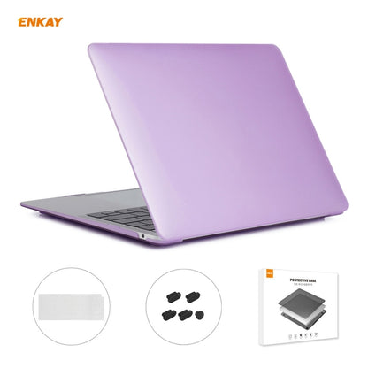 ENKAY 3 in 1 Matte Laptop Protective Case + EU Version TPU Keyboard Film + Anti-dust Plugs Set for MacBook Air 13.3 inch A2179 & A2337 (2020)(Purple) - MacBook Pro Cases by ENKAY | Online Shopping UK | buy2fix