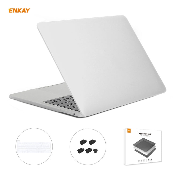 ENKAY 3 in 1 Matte Laptop Protective Case + EU Version TPU Keyboard Film + Anti-dust Plugs Set for MacBook Pro 13.3 inch A2251 & A2289 & A2338 (with Touch Bar)(White) - MacBook Pro Cases by ENKAY | Online Shopping UK | buy2fix