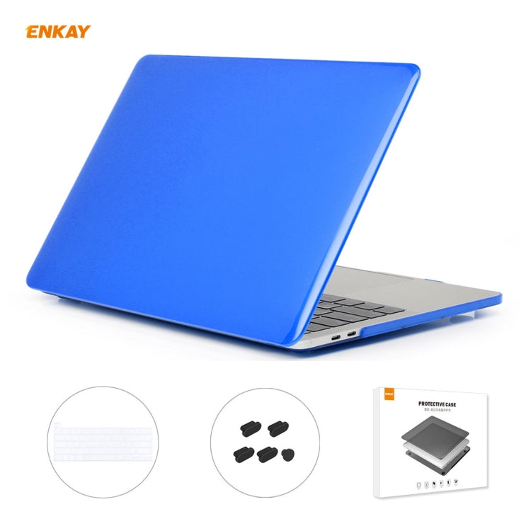 ENKAY 3 in 1 Crystal Laptop Protective Case + EU Version TPU Keyboard Film + Anti-dust Plugs Set for MacBook Pro 16 inch A2141 (with Touch Bar)(Dark Blue) - MacBook Pro Cases by ENKAY | Online Shopping UK | buy2fix