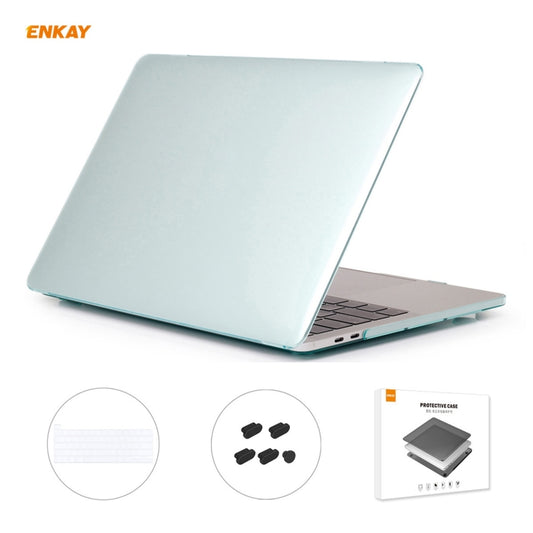 ENKAY 3 in 1 Crystal Laptop Protective Case + EU Version TPU Keyboard Film + Anti-dust Plugs Set for MacBook Pro 16 inch A2141 (with Touch Bar)(Green) - MacBook Pro Cases by ENKAY | Online Shopping UK | buy2fix