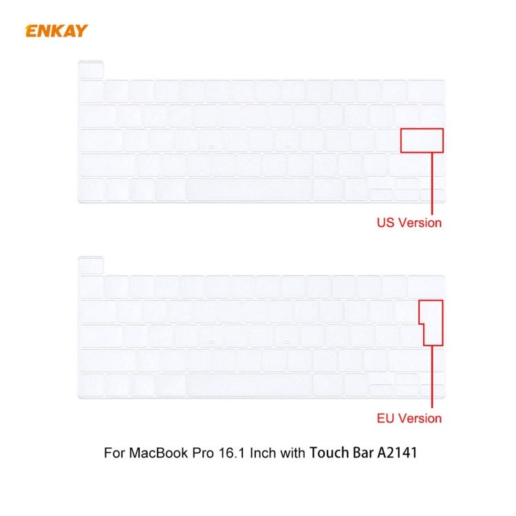 ENKAY 3 in 1 Crystal Laptop Protective Case + EU Version TPU Keyboard Film + Anti-dust Plugs Set for MacBook Pro 16 inch A2141 (with Touch Bar)(Transparent) - MacBook Pro Cases by ENKAY | Online Shopping UK | buy2fix