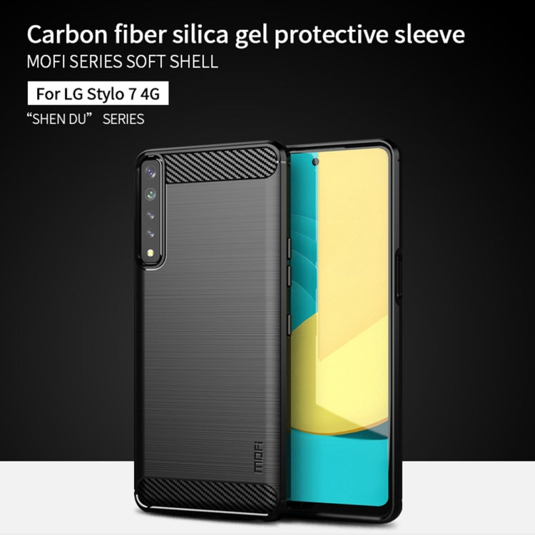 For LG Stylo 7 4G MOFI Gentleness Series Brushed Texture Carbon Fiber Soft TPU Case(Blue) - LG by MOFI | Online Shopping UK | buy2fix