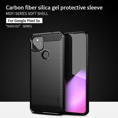 For Google Pixel 5a 5G MOFI Gentleness Series Brushed Texture Carbon Fiber Soft TPU Case(Blue) - Google Cases by MOFI | Online Shopping UK | buy2fix