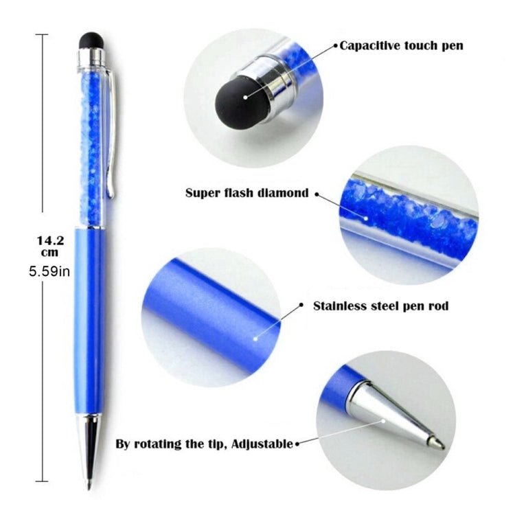 AT-22  2 in 1 Universal Flash Diamond Decoration Capacitance Pen Stylus Ballpoint Pen(Blue) - Stylus Pen by buy2fix | Online Shopping UK | buy2fix