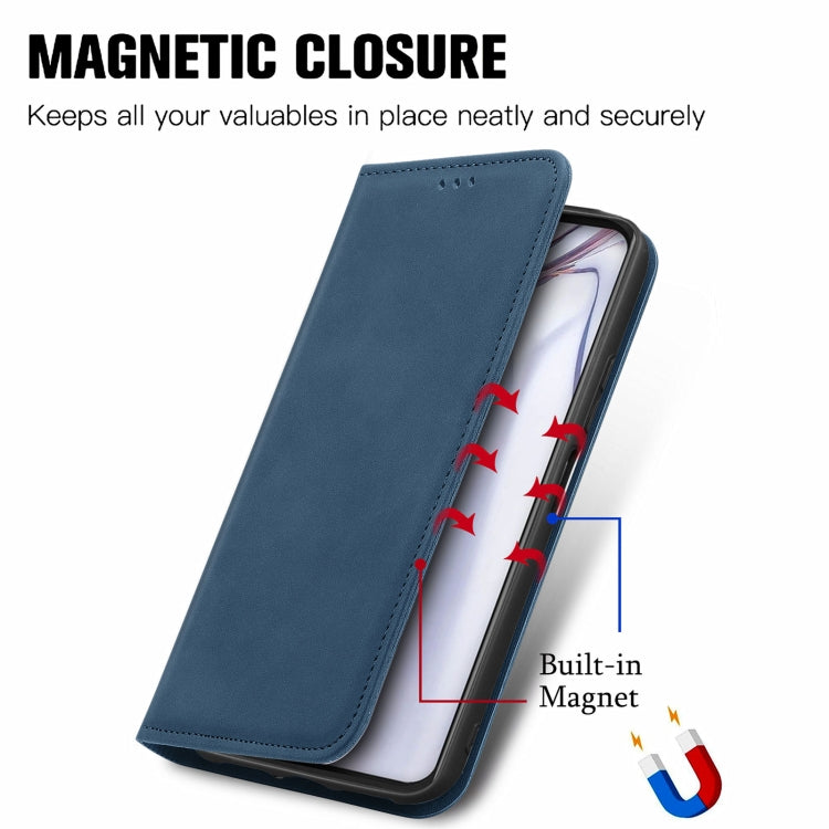 For Blackview A100 Retro Skin Feel Business Magnetic Horizontal Flip Leather Case with Holder & Card Slots & Wallet & Photo Frame(Blue) - More Brand by buy2fix | Online Shopping UK | buy2fix