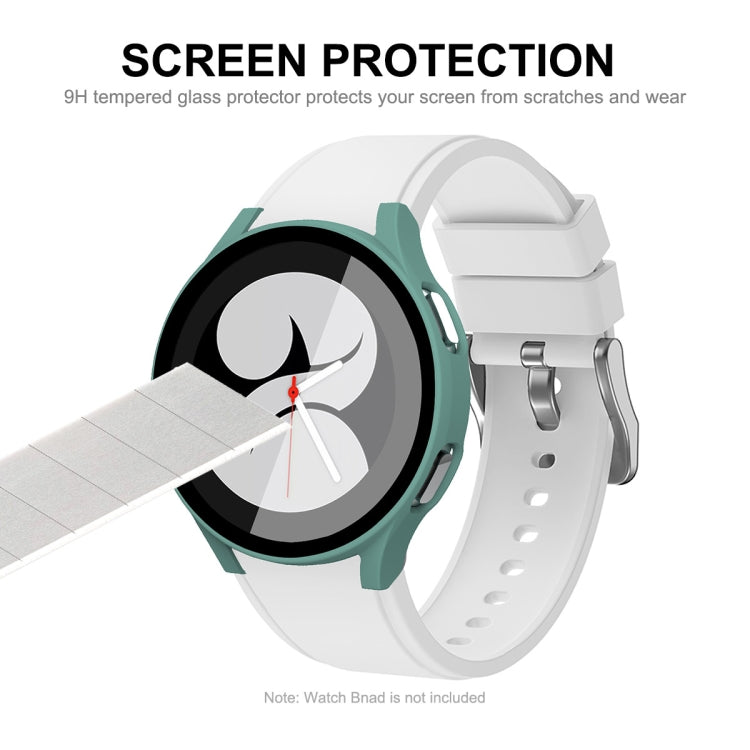 ENKAY Hat-Prince Full Coverage PC Frame + Tempered Glass Protector Composite Case for Samsung Galaxy Watch4 44mm(Green) - Watch Cases by ENKAY | Online Shopping UK | buy2fix