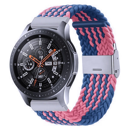 For Samsung Galaxy Watch 4 / Watch 5 20mm Nylon Braided Metal Buckle Watch Band(Z Blue Pink) - Watch Bands by buy2fix | Online Shopping UK | buy2fix