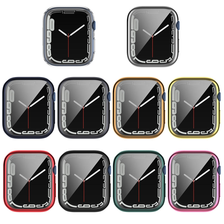 Shockproof TPU Full Protective Shell with Protective Film For Apple Watch Series 9 / 8 / 7 41mm(Black) - Watch Cases by buy2fix | Online Shopping UK | buy2fix