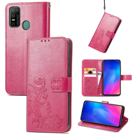 For Doogee N30 Four-leaf Clasp Embossed Buckle Mobile Phone Protection Leather Case(Magenta) - More Brand by buy2fix | Online Shopping UK | buy2fix