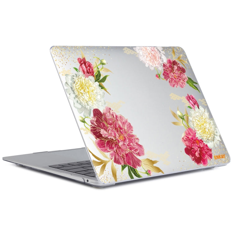 ENKAY Flower Series Pattern Laotop Protective Crystal Case For MacBook Air 13.3 inch A1932 / A2179 / A2337(Paeonia) - MacBook Air Cases by ENKAY | Online Shopping UK | buy2fix