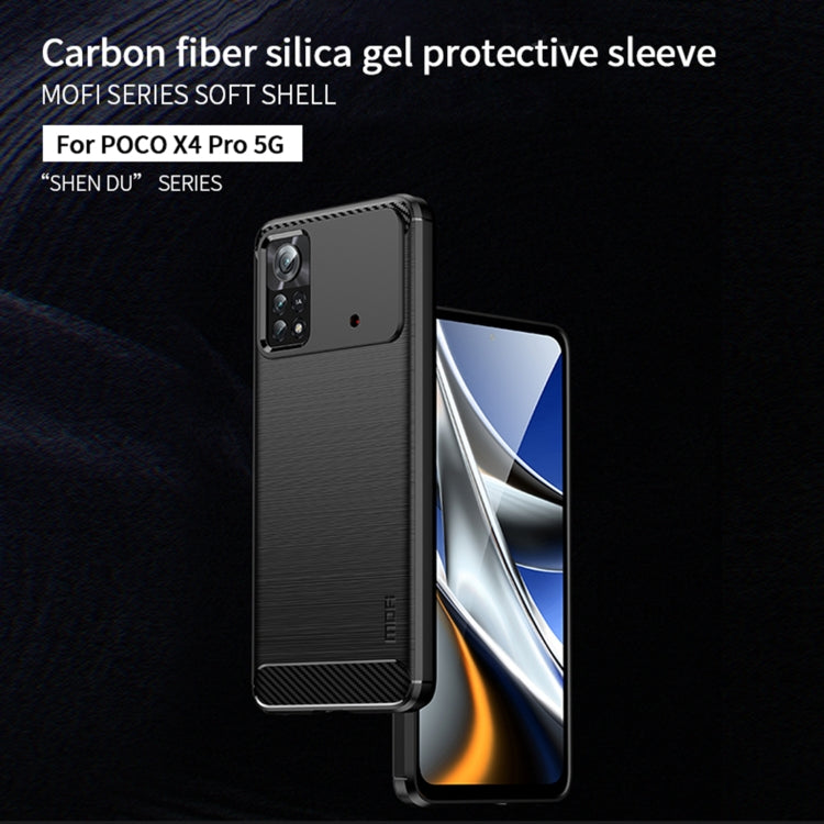 For Xiaomi Poco X4 Pro 5G MOFI Gentleness Brushed Carbon Fiber Soft TPU Case(Black) - Xiaomi Cases by MOFI | Online Shopping UK | buy2fix