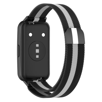 For Huawei Band 7 Milan Magnetic Watch Band(Black+White) - Watch Bands by buy2fix | Online Shopping UK | buy2fix