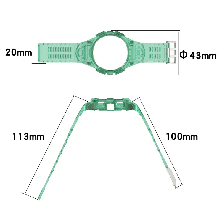 For Samsung Galaxy Watch 44MM Silicone Integrated Watch Band(Transparent Green) - Watch Bands by buy2fix | Online Shopping UK | buy2fix