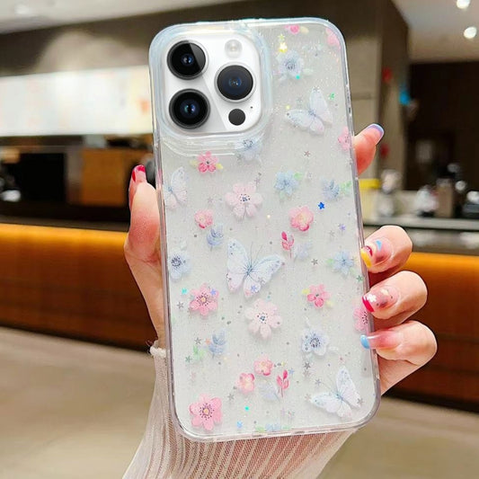 For iPhone 16 Pro Max Fresh Small Floral Epoxy TPU Phone Case(D06 Love of Butterfly) - iPhone 16 Pro Max Cases by buy2fix | Online Shopping UK | buy2fix