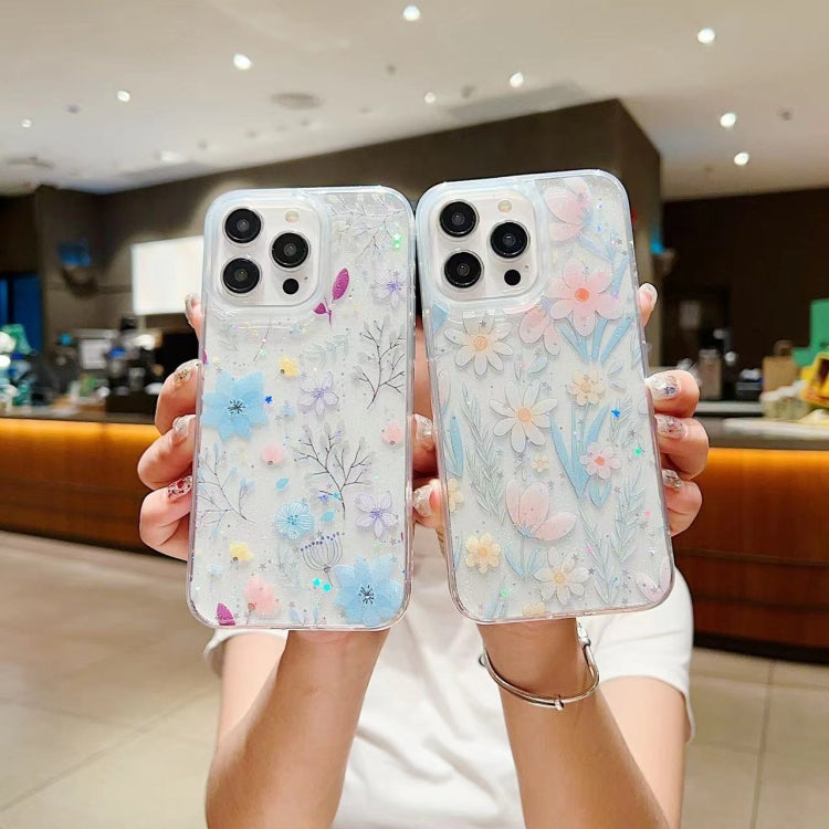 For iPhone 16 Pro Fresh Small Floral Epoxy TPU Phone Case(D06 Love of Butterfly) - iPhone 16 Pro Cases by buy2fix | Online Shopping UK | buy2fix