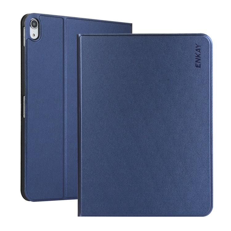 For iPad 10th Gen 10.9 2022 ENKAY PC Back Cover Smart Leather Tablet Case with Pen Slot & Holder(Dark Blue) - iPad 10th Gen 10.9 Cases by ENKAY | Online Shopping UK | buy2fix