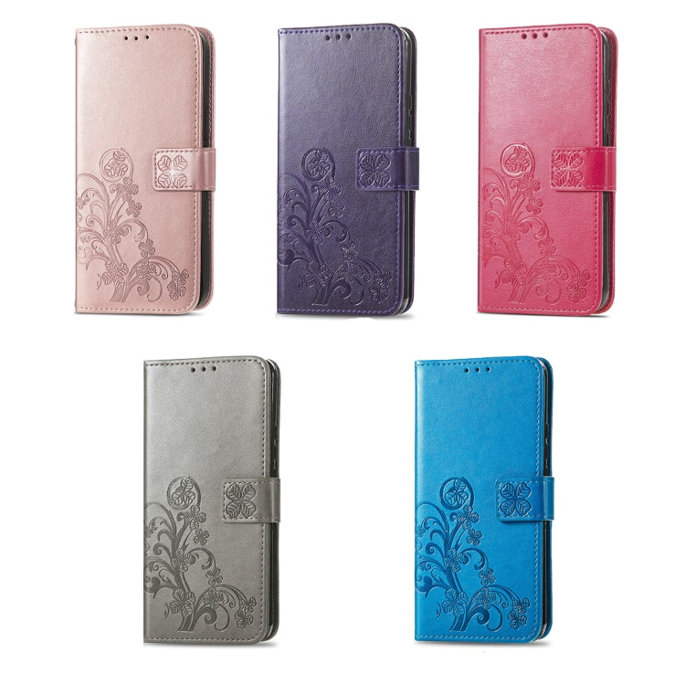 For Xiaomi 14 Four-leaf Clasp Embossed Leather Phone Case(Blue) - 14 Cases by buy2fix | Online Shopping UK | buy2fix