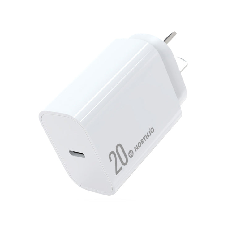 NORTHJO NOPD2001 PD 20W USB-C / Type-C Single Port Fast Charger, Plug Type:AU Plug(White) - USB Charger by NORTHJO | Online Shopping UK | buy2fix