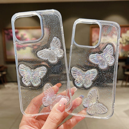 For iPhone 16 Plus Clear Crystal Butterflies TPU Phone Case(Transparent) - iPhone 16 Plus Cases by buy2fix | Online Shopping UK | buy2fix