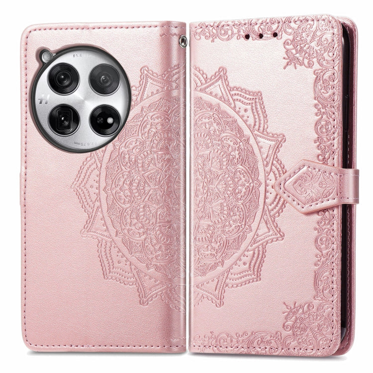 For OnePlus 12 Mandala Flower Embossed Leather Phone Case(Rose Gold) - OnePlus Cases by buy2fix | Online Shopping UK | buy2fix