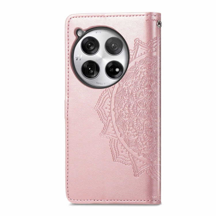 For OnePlus 12 Mandala Flower Embossed Leather Phone Case(Rose Gold) - OnePlus Cases by buy2fix | Online Shopping UK | buy2fix