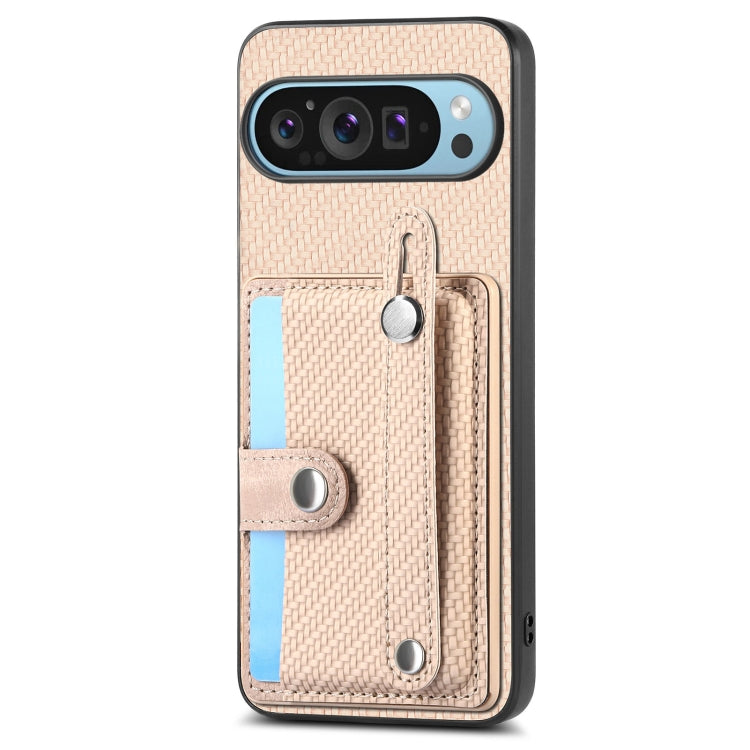 For Google Pixel 9 Pro Wristband Kickstand Card Wallet Back Cover Phone Case with Tool Knife(Khaki) - Google Cases by buy2fix | Online Shopping UK | buy2fix