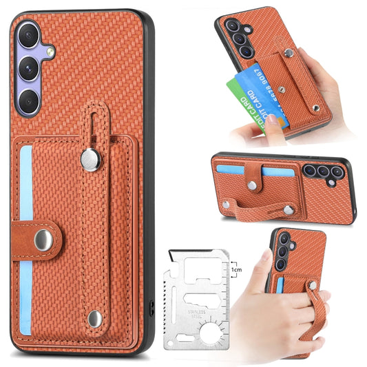 For Samsung Galaxy S25 Ultra 5G Wristband Kickstand Wallet Back Phone Case with Tool Knife(Brown) - Galaxy S25 Ultra 5G Cases by buy2fix | Online Shopping UK | buy2fix