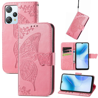 For Blackview A53 Butterfly Love Flower Embossed Leather Phone Case(Pink) - More Brand by buy2fix | Online Shopping UK | buy2fix