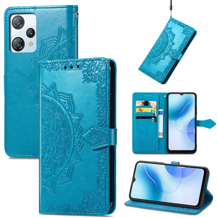 For Blackview A53 Mandala Flower Embossed Leather Phone Case(Blue) - More Brand by buy2fix | Online Shopping UK | buy2fix