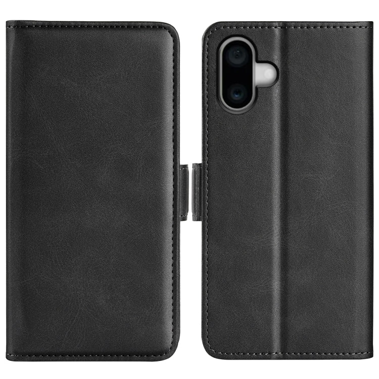 For iPhone 16 Dual-side Magnetic Buckle Horizontal Flip Leather Phone Case(Black) - iPhone 16 Cases by buy2fix | Online Shopping UK | buy2fix